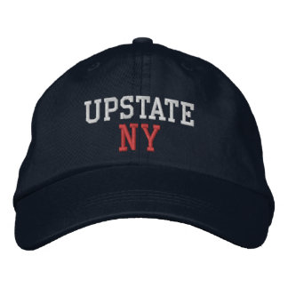 Casquette Brodée HAUT NY blanc et rouge sur bleu marine