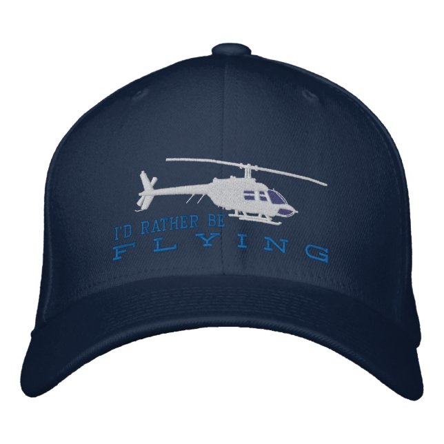 Casquette Brodée Hélicoptère Chopper Silhouette Plutôt Voler (Devant)