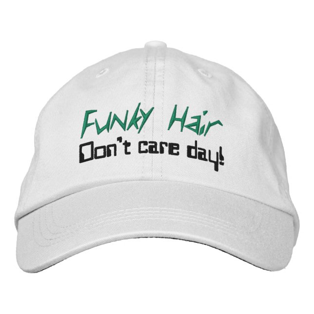 Casquette Brodée Humour de cheveux funky vert noir (Devant)