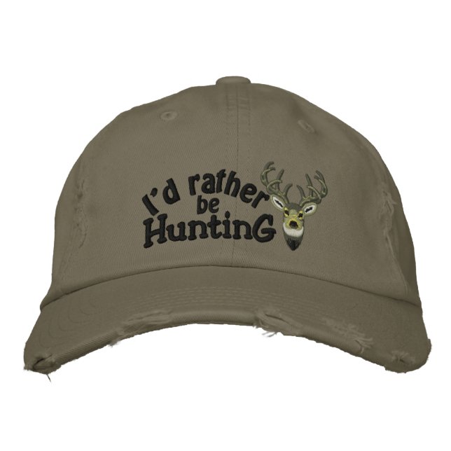 Casquette Brodée I'd rather be Hunting White Embroidery (Devant)