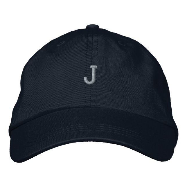 Casquette Brodée Initiale J - Lettre Tissu Monogramme Cool de laine (Devant)