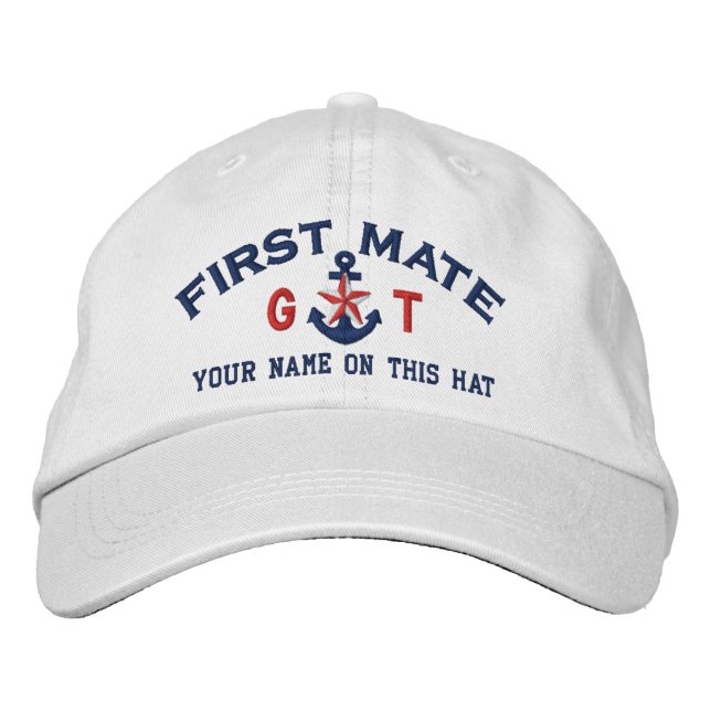 Casquette Brodée Initiales personnalisées Texte Premier Mate Star A (Devant)