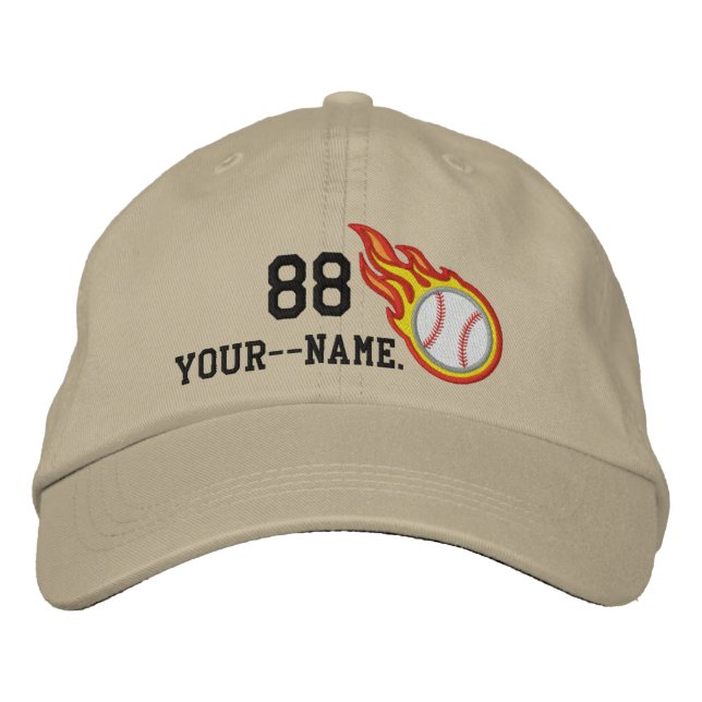 Casquette Brodée Insigne de balle de baseball Flames de course pers (Devant)