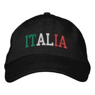 Casquette Brodée ITALIE Italienne Vert Blanc et Rouge sur Noir