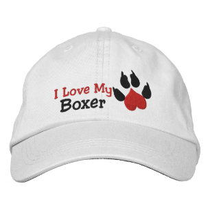 Casquette Brodée J'adore mon Empreinte de patte de chien de boxe