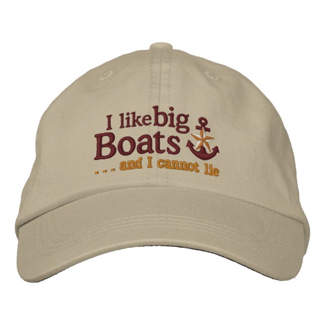 Casquette Brodée J'aime les gros bateaux Humoristique Nautical Star (Devant)