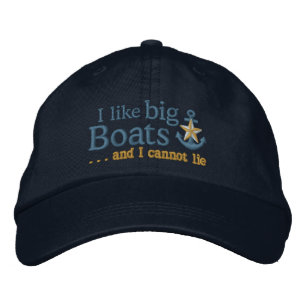 Casquette Brodée J'aime les gros bateaux Humour Nautical Golden Sta