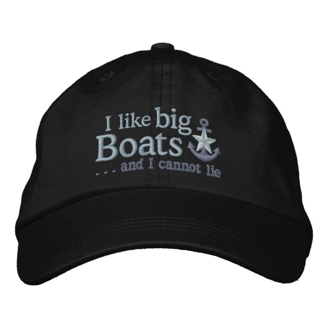 Casquette Brodée J'aime les gros bateaux Humour Nautical Silver Sta (Devant)