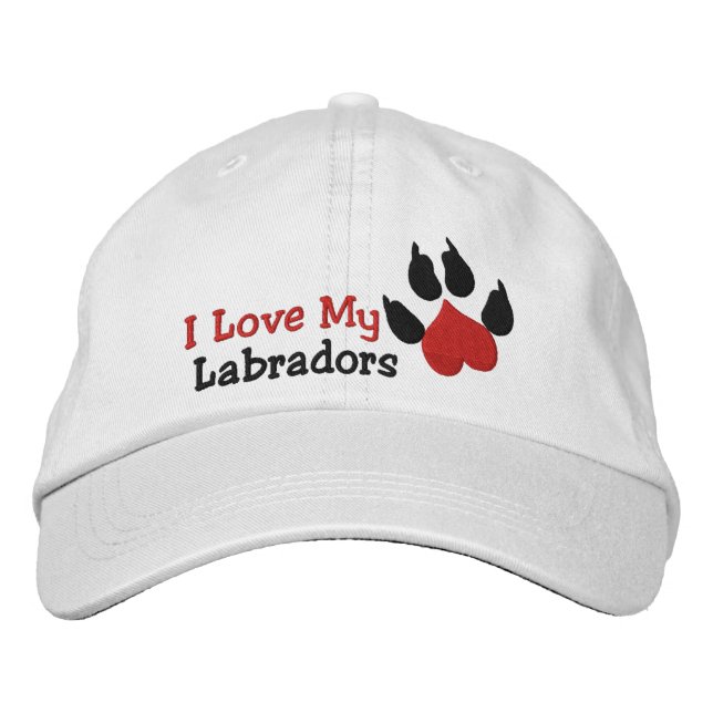 Casquette Brodée J'aime mes labradors Empreinte de patte chien (Devant)