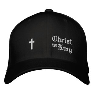 Casquette Brodée Jésus-Christ est Roi petite Croix minimaliste goth