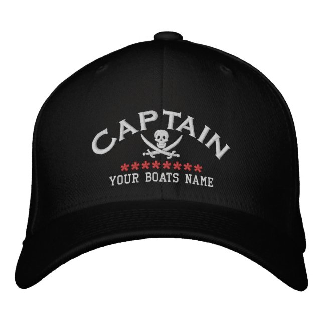 Casquette Brodée Jolly roger pirate capitaines plaisir voile (Devant)