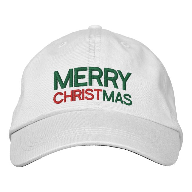 Casquette Brodée Joyeux Noël Rouge Vert et Blanc (Devant)