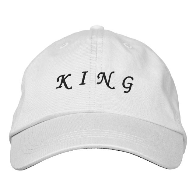 Casquette Brodée KING text Blanc couleur noir texte Superbe (Devant)