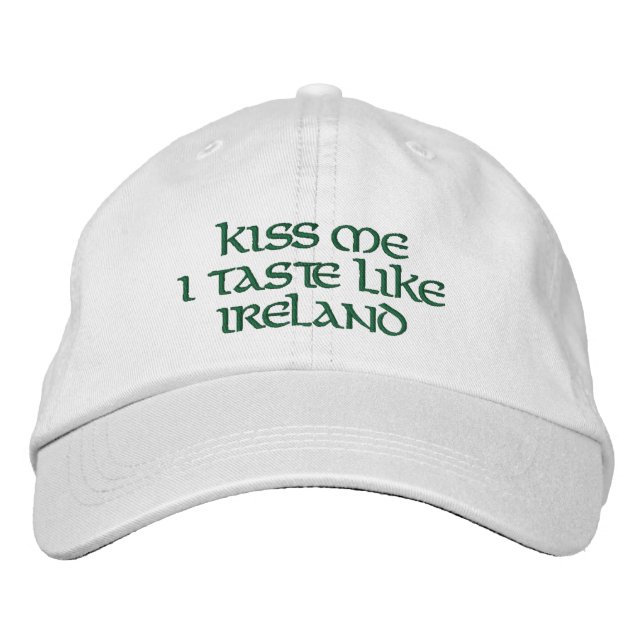 Casquette Brodée KISS ME I GOSTE COMME L'Humour IRLANDAIS (Devant)