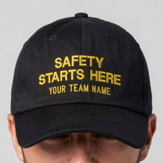 Casquette Brodée La sécurité commence ici | Texte d'équipe personna