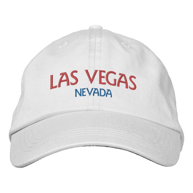 Casquette Brodée LAS VEGAS NEVADA Rouge Bleu Blanc Coton (Devant)