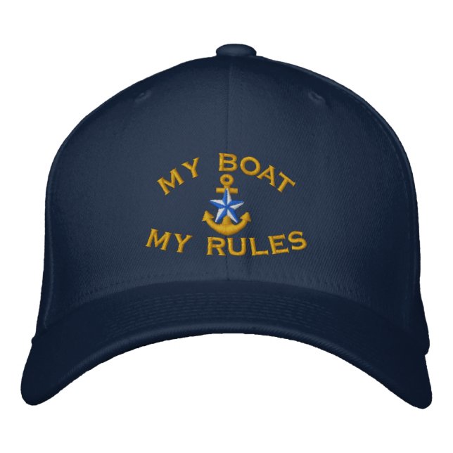 Casquette Brodée Le capitaine dit My Boat My Rules Blue Star Ancre (Devant)