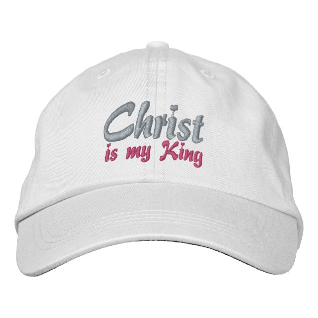 Casquette Brodée Le Christ est mon Roi Chrétien Brodé Dames Casquet (Devant)