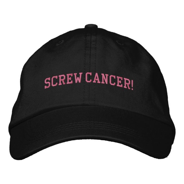 Casquette Brodée Lettres en bloc rose pour le cancer du sein (Devant)
