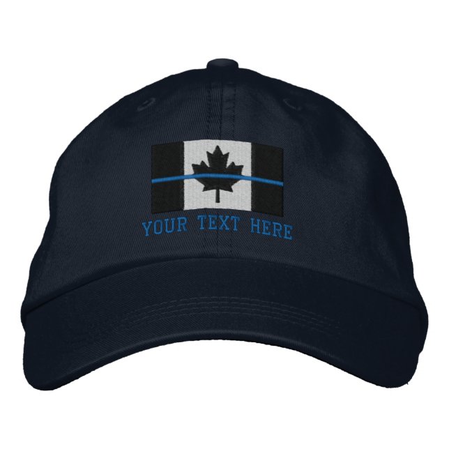 Casquette Brodée Ligne Bleue fine Drapeau canadien Personnalisez-le (Devant)