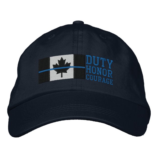 Casquette Brodée Ligne Bleue mince sur le drapeau canadien (Devant)