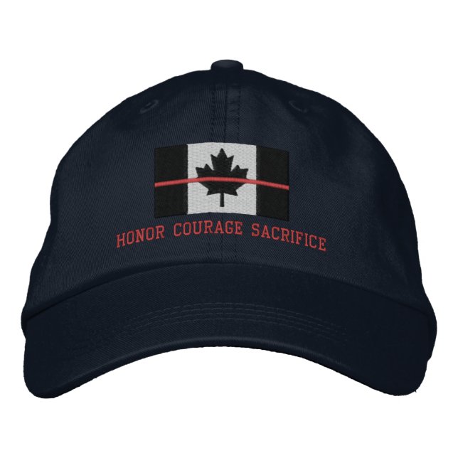 Casquette Brodée Ligne rouge mince Courage d'honneur canadien Sacri (Devant)