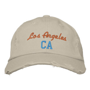 Casquette Brodée Los Angeles CA Orange et Blue Vintage Style
