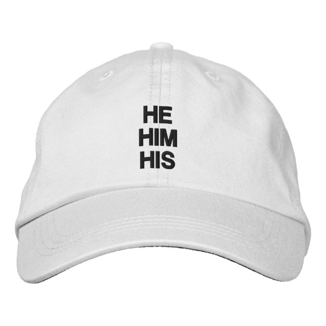 Casquette Brodée Lui, Lui, Son Genre Prononounes Lgbt noir blanc (Devant)