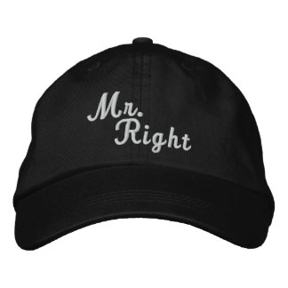 Casquette Brodée M. Droite Scroll Texte Noir Et Blanc