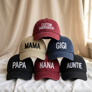 Casquette Brodée Maman moderne Tante Gigi Papa Grand-mère Script pe