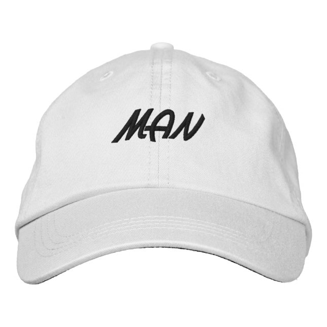 Casquette Brodée MAN Texte Blanc Couleur Belle Belle Garçons Hommes (Devant)