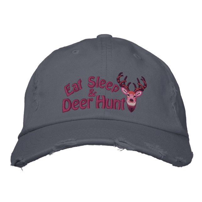 Casquette Brodée Mangez Sleep Deer Hunt White Tail Broderie (Devant)
