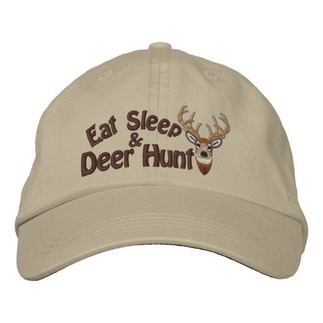 Casquette Brodée Mangez Sleep Deer Hunt White Tail Broderie (Devant)