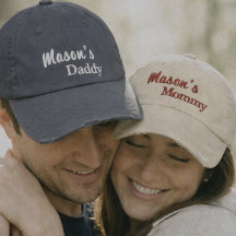 Matching Mommy Daddy embroidered caps set