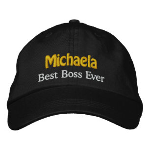 Casquette Brodée Meilleur Boss Nom personnalisé BROWN Jeu d'or BLAN
