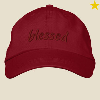 Casquette Brodée Modern Minimalist Red Blessed Cursive Typography
