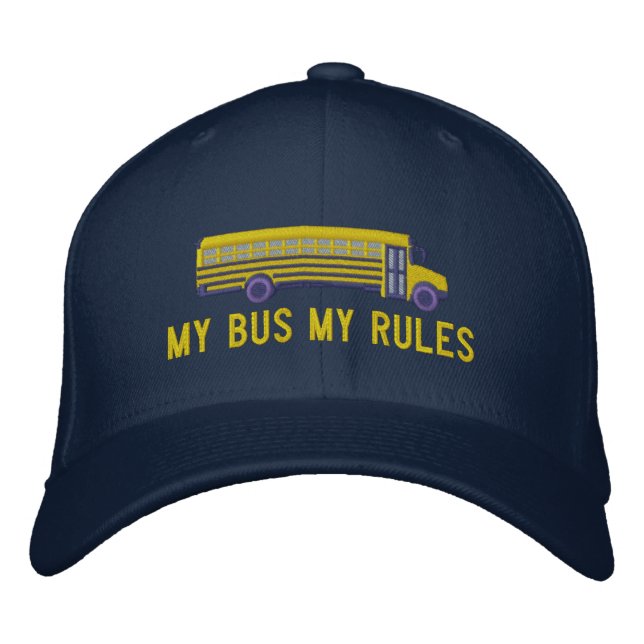 Casquette Brodée Mon Bus Mes Règles Custom School Bus Large Broderi (Devant)