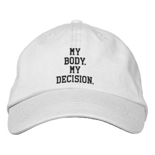 Casquette Brodée Mon corps, ma décision noir blanc texte personnali