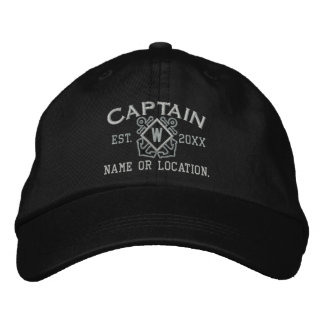 Casquette Brodée Monogramme nautique de capitaine de mer personnali
