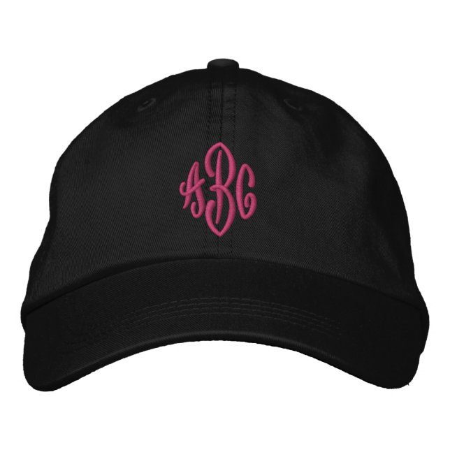 Casquette Brodée Monographie élégante de calligraphie noir et rose  (Devant)