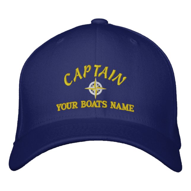 Casquette Brodée Navigation ou capitaine de yacht avec la boussole (Devant)
