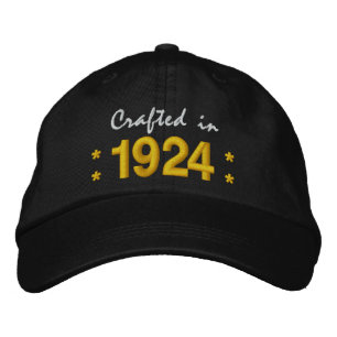 Casquette Brodée Né en 1924 ou toute année 90e anniversaire V02 NOI