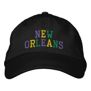 Casquette Brodée NEW ORLEANS Purple Gold Green Broderie sur noir