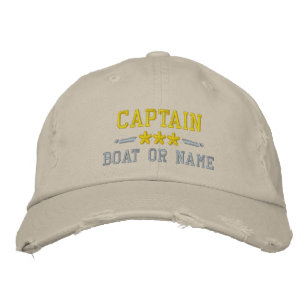 Casquette Brodée Nom du bateau Capitaine Stars nautiques Gold Silve