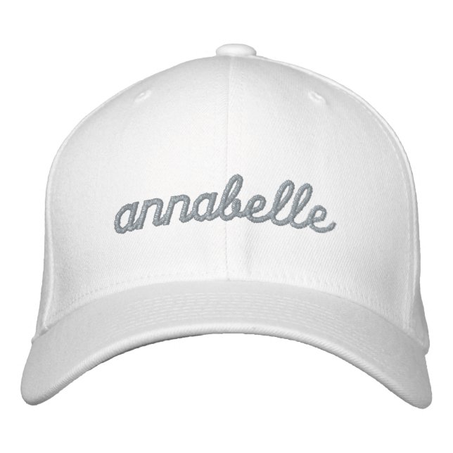 Casquette Brodée Nom personnalisé | Silver Gris moderne manuscrit (Devant)