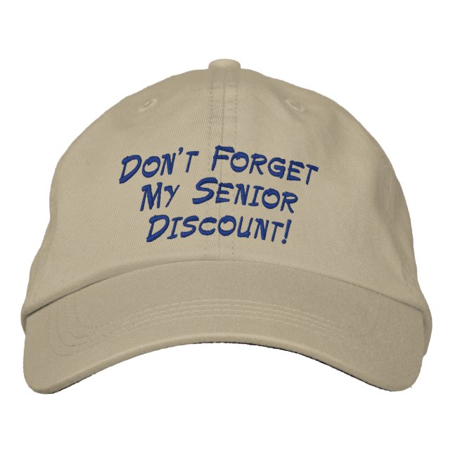 Casquette Brodée N'oubliez pas Mon rabais senior! (Devant)