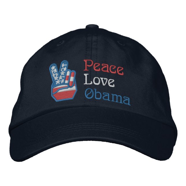 Casquette Brodée Paix Brodée, Amour, Obama (Devant)