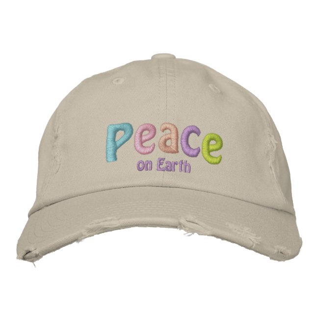 Casquette Brodée Paix sur Terre, Hippie et anti-guerre Citation (Devant)