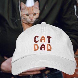 Casquette Brodée PAPA CHAT Typographie Orange et Marron