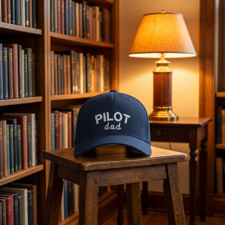 Casquette Brodée Papa Pilote Bleu Aviation Nom Personnalisé Retrait